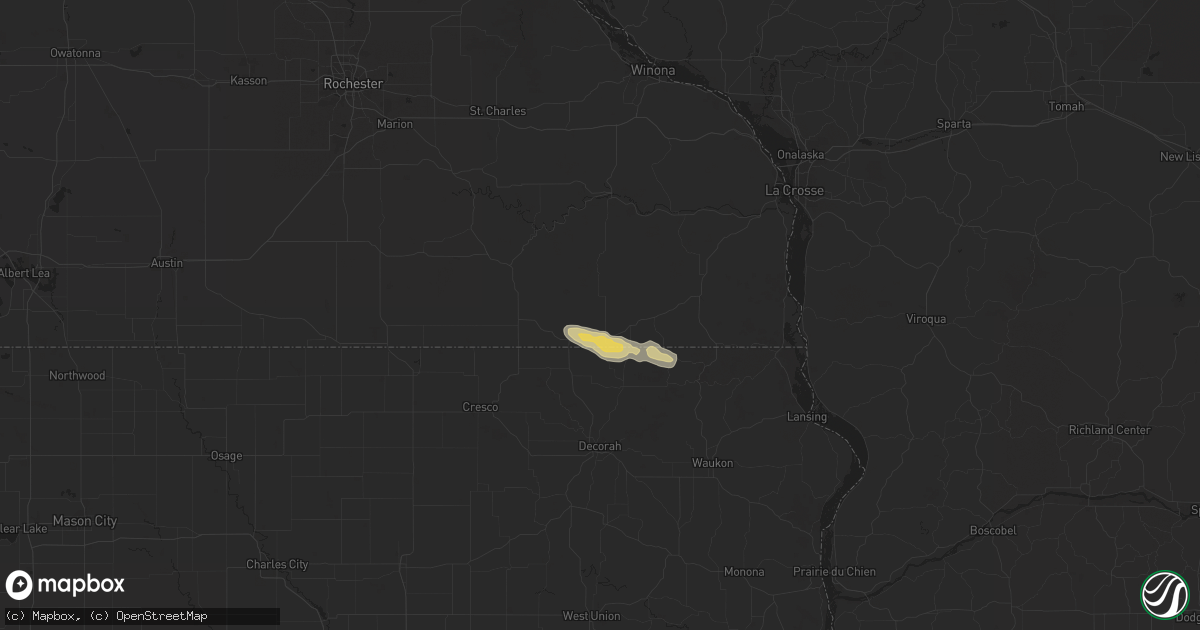 Hail map in Mabel, MN on August 12, 2022