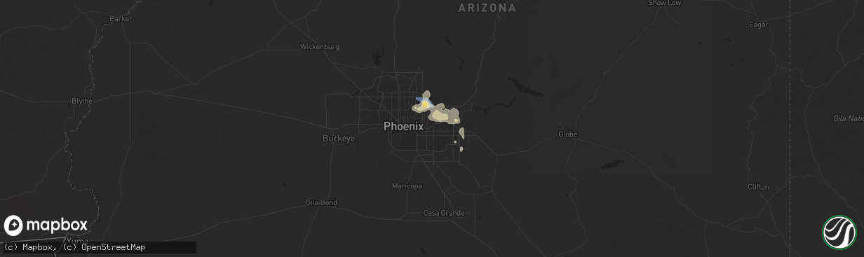 Hail map in Mesa, AZ on August 12, 2022