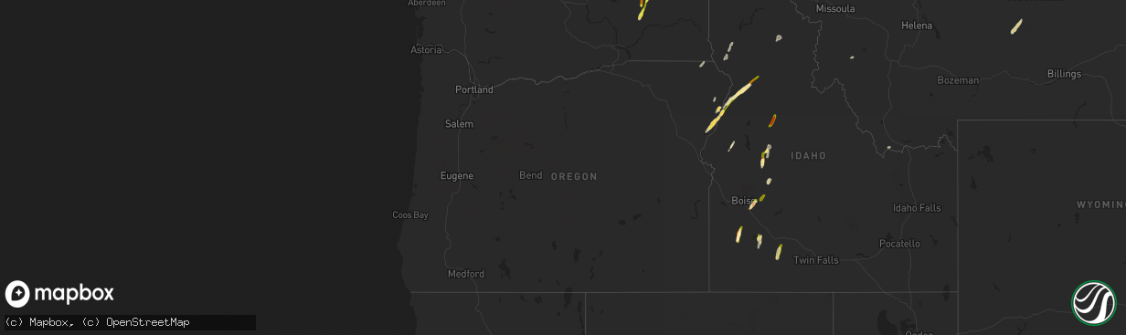 Hail map in Oregon on August 12, 2022