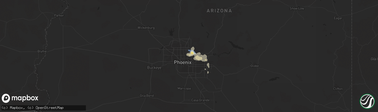 Hail map in Paradise Valley, AZ on August 12, 2022