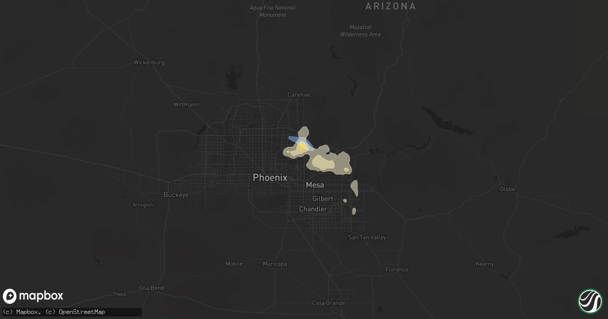 Hail map in Scottsdale, AZ on August 12, 2022
