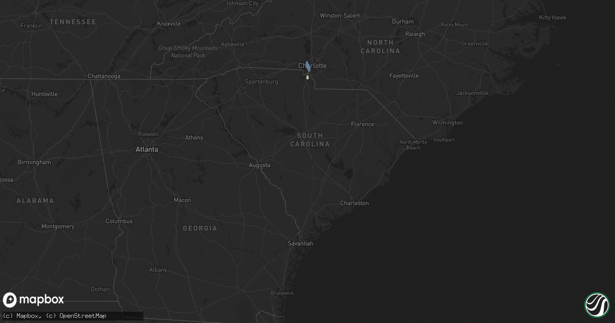 Hail map in South Carolina on August 12, 2022
