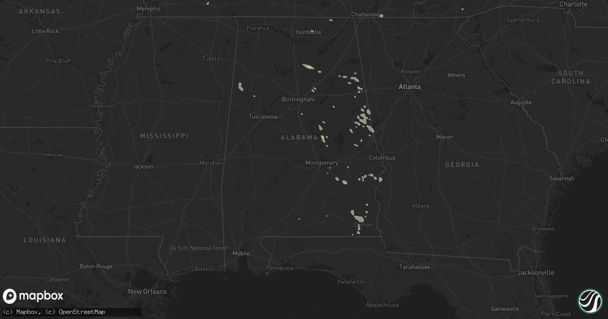 Hail map in Alabama on August 12, 2023