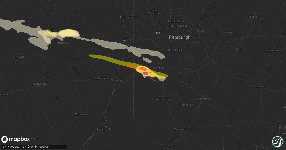 Hail map in Claysville, PA on August 12, 2023