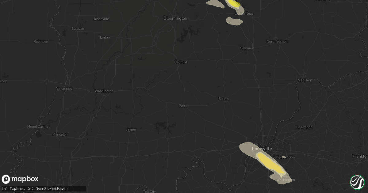 Hail map in Columbus, IN on August 12, 2023