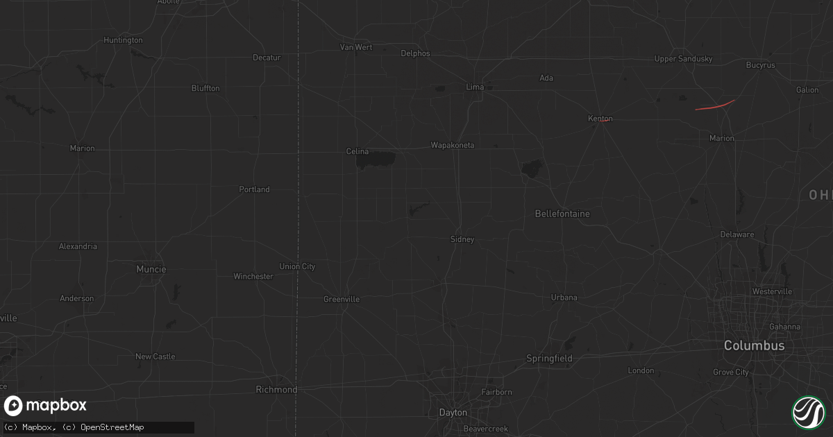 Hail map in Huron, OH on August 12, 2023