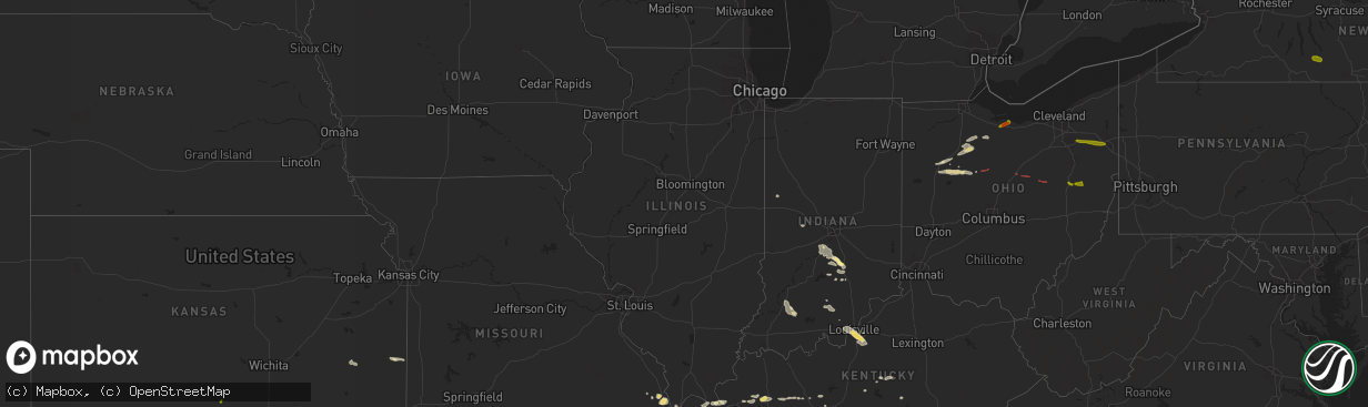 Hail map in Illinois on August 12, 2023