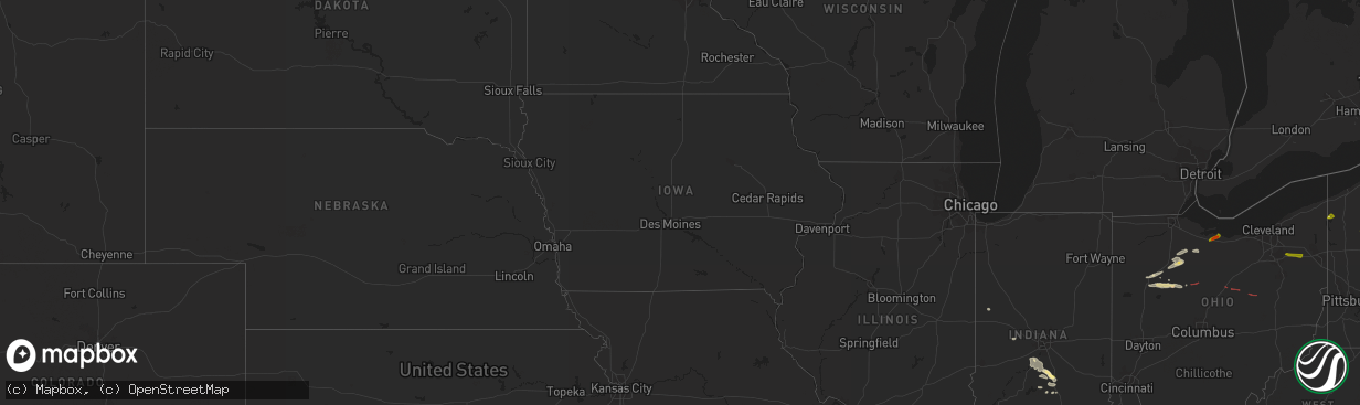 Hail map in Iowa on August 12, 2023