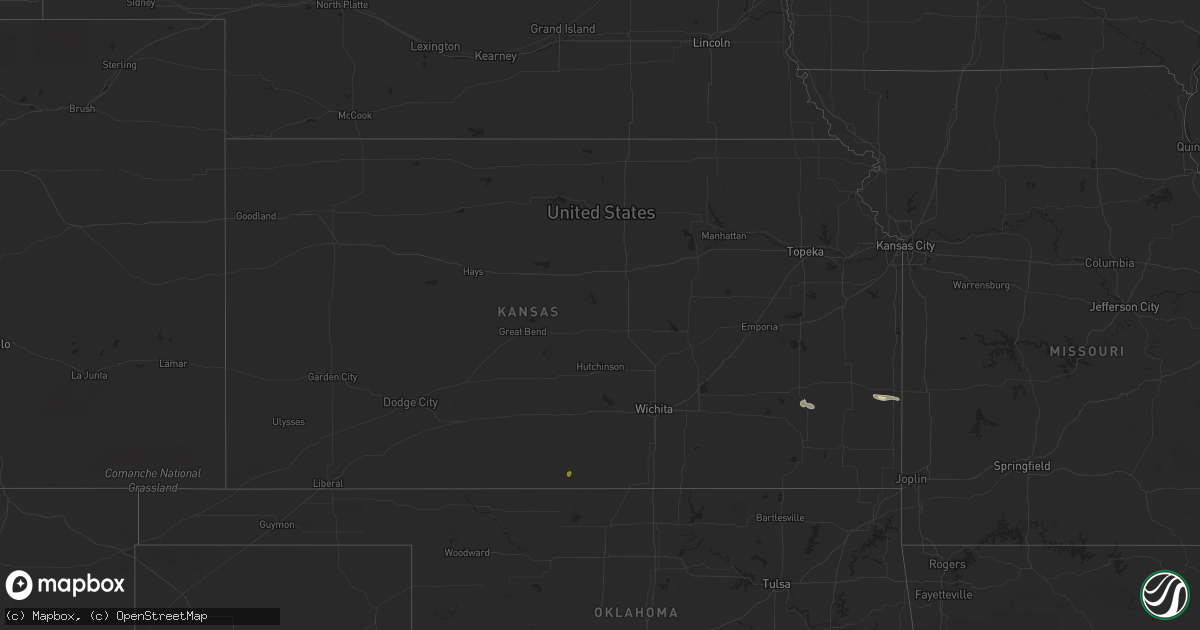 Hail map in Kansas on August 12, 2023
