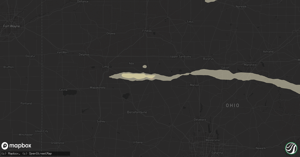 Hail map in Kenton, OH on August 12, 2023