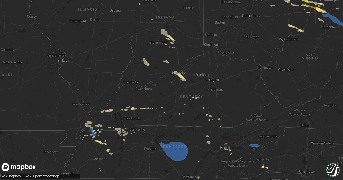 Hail map in Kentucky on August 12, 2023