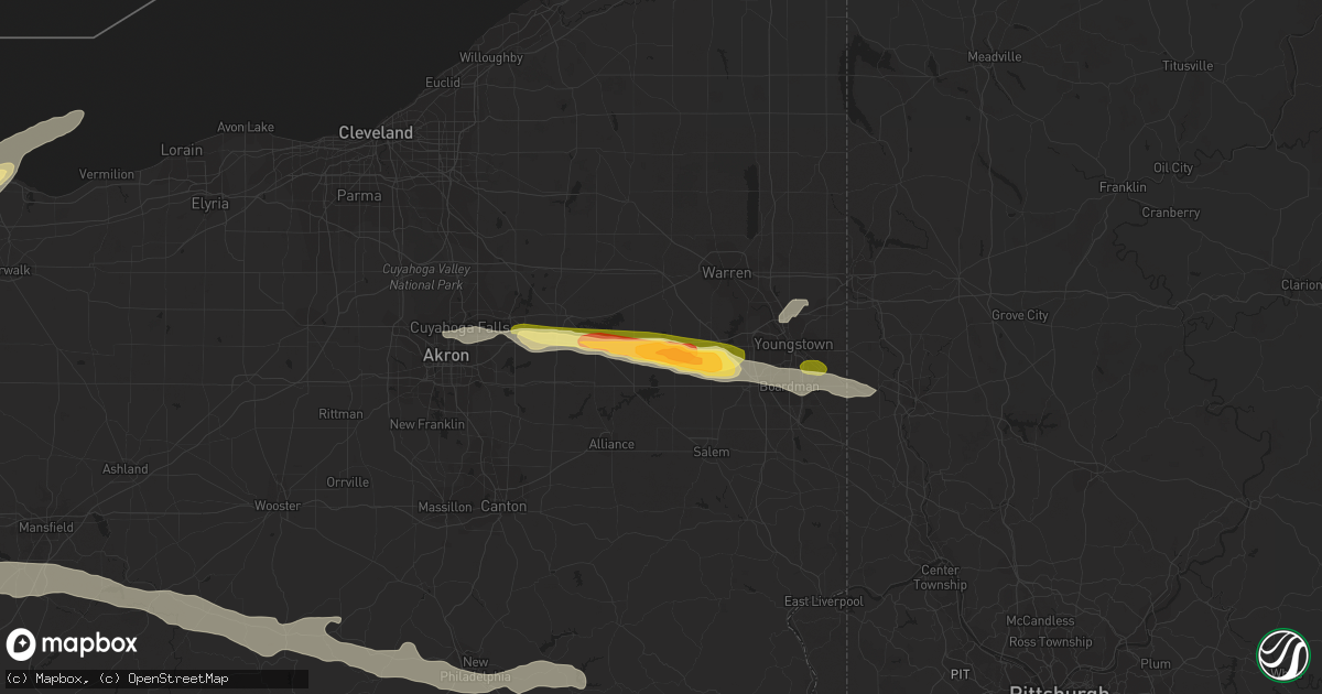 Hail map in Lake Milton, OH on August 12, 2023