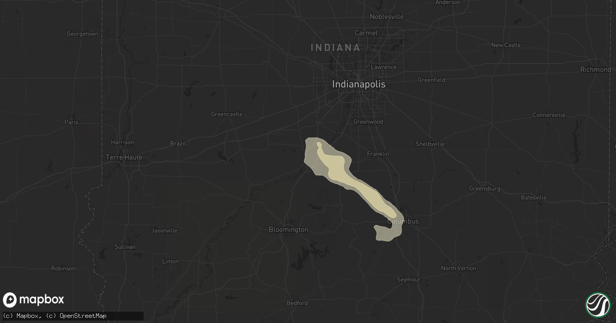 Hail map in Martinsville, IN on August 12, 2023