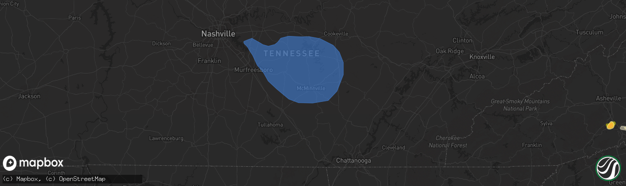 Hail map in Mcminnville, TN on August 12, 2023