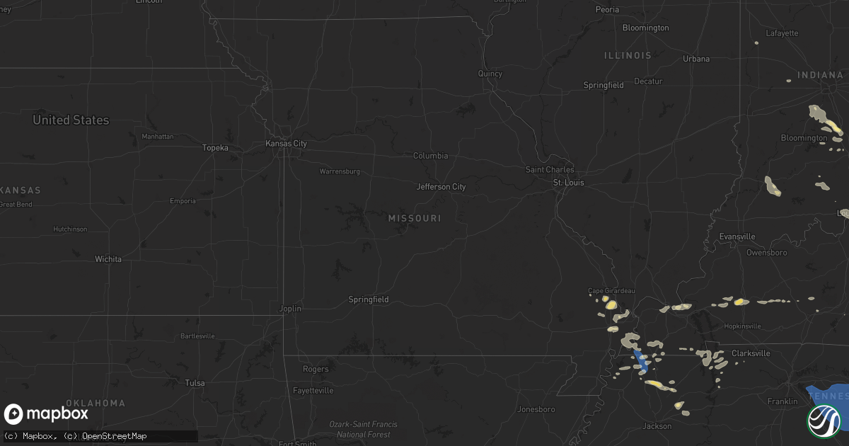 Hail map in Missouri on August 12, 2023