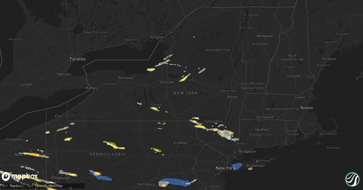 Hail map in New York on August 12, 2023