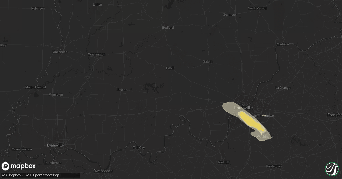 Hail map in Nineveh, IN on August 12, 2023