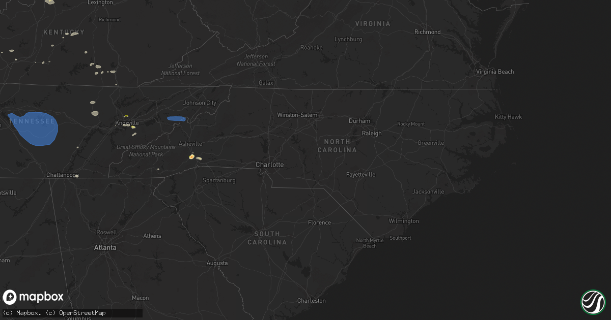Hail map in North Carolina on August 12, 2023