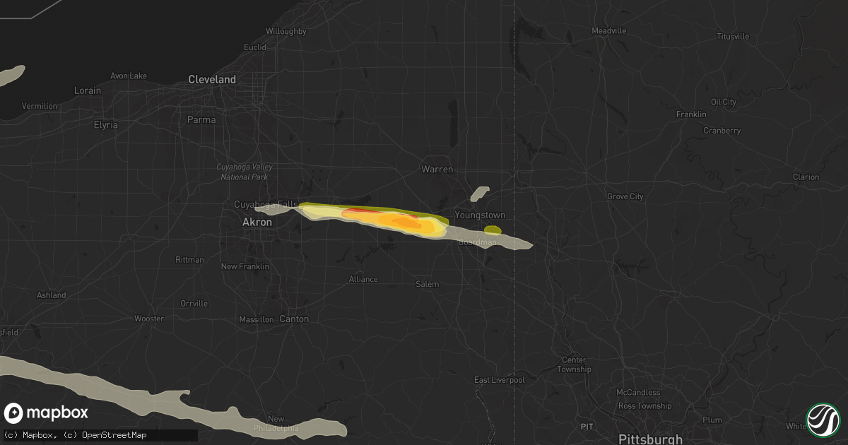 Hail map in North Jackson, OH on August 12, 2023
