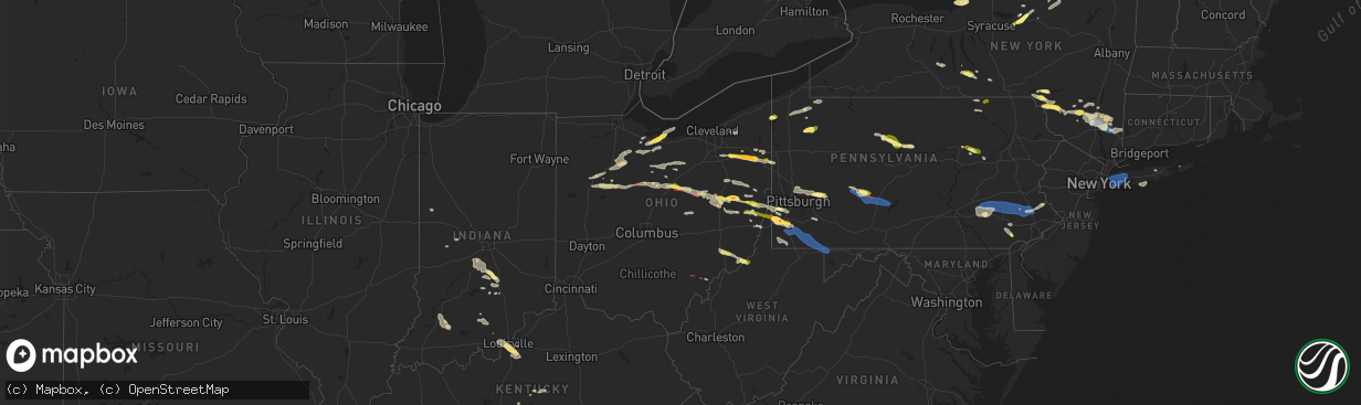 Hail map in Ohio on August 12, 2023
