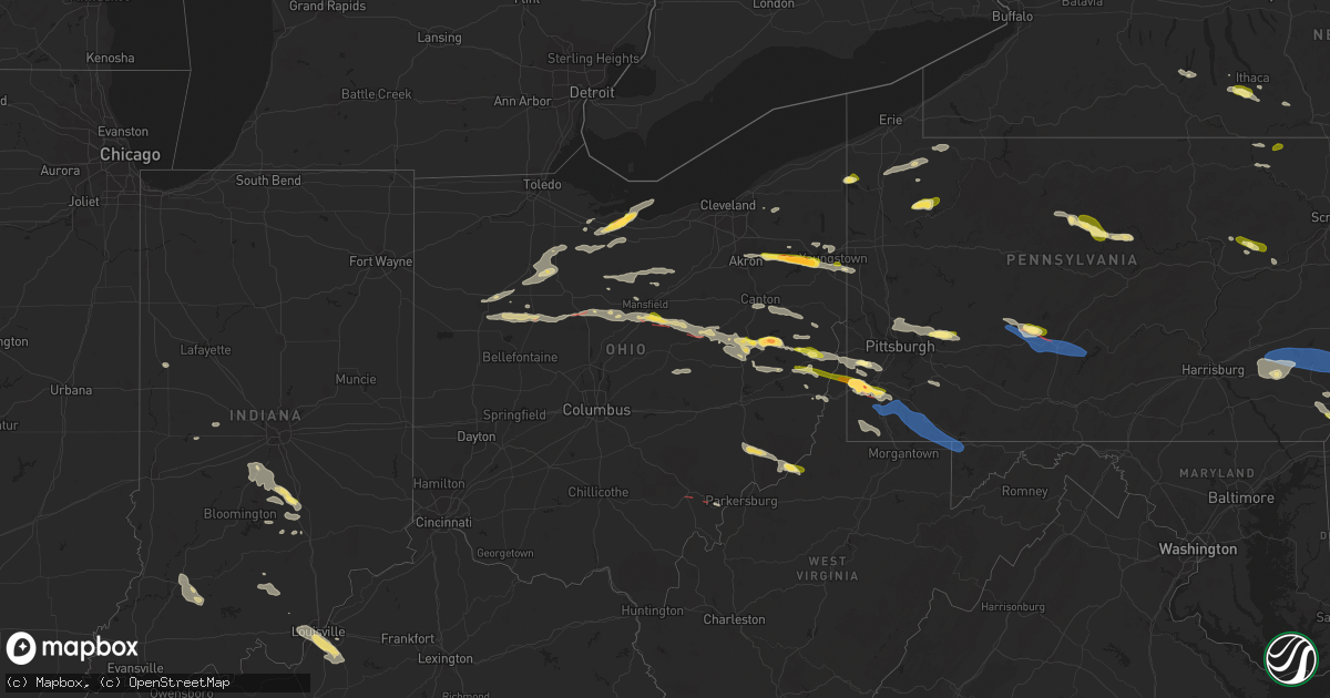 Hail map in Ohio on August 12, 2023