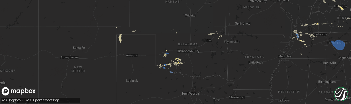 Hail map in Oklahoma on August 12, 2023
