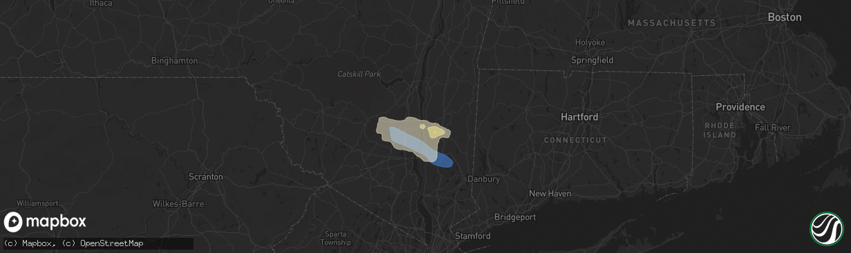 Hail map in Poughkeepsie, NY on August 12, 2023