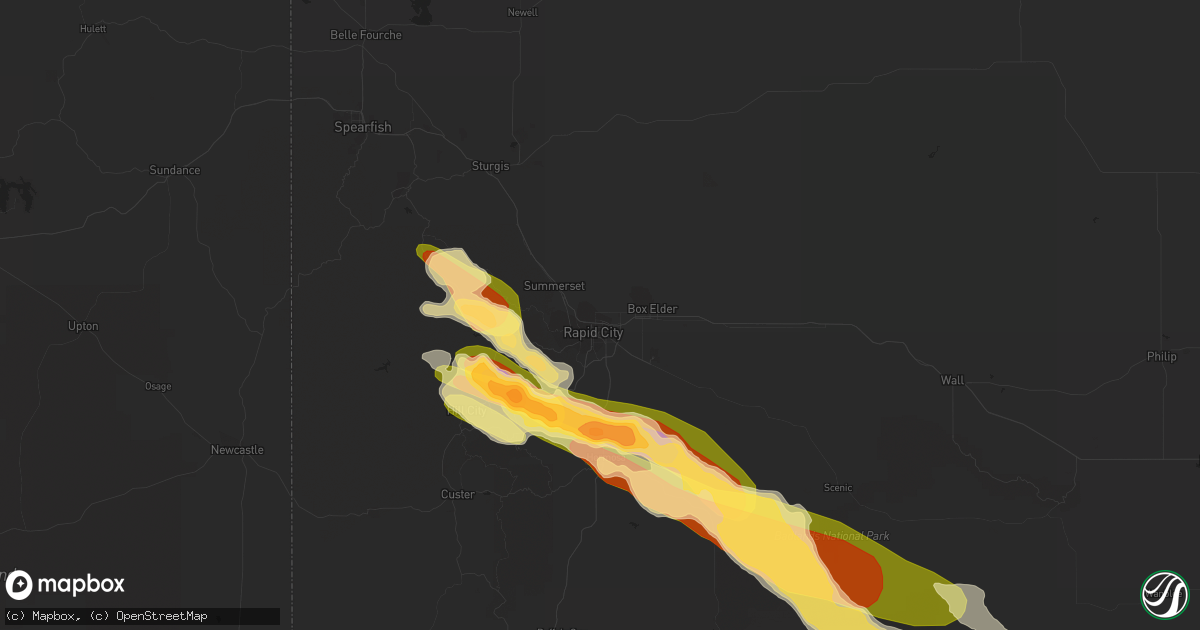 Hail map in Rapid City, SD on August 12, 2023