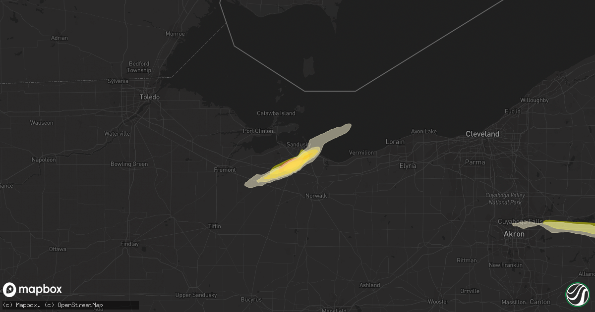 Hail map in Sandusky, OH on August 12, 2023