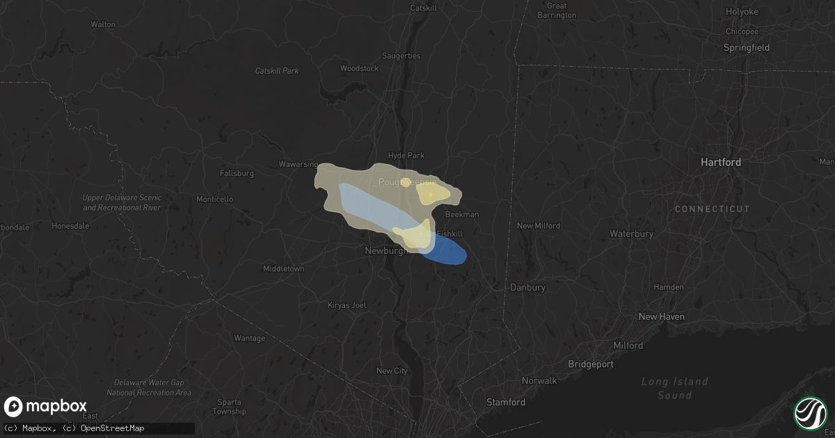 Hail map in Wappingers Falls, NY on August 12, 2023