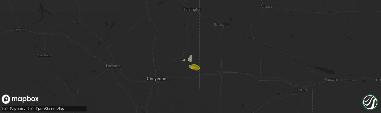 Hail map in Albin, WY on August 12, 2024