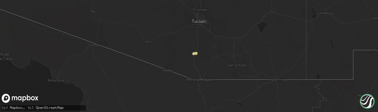 Hail map in Amado, AZ on August 12, 2024