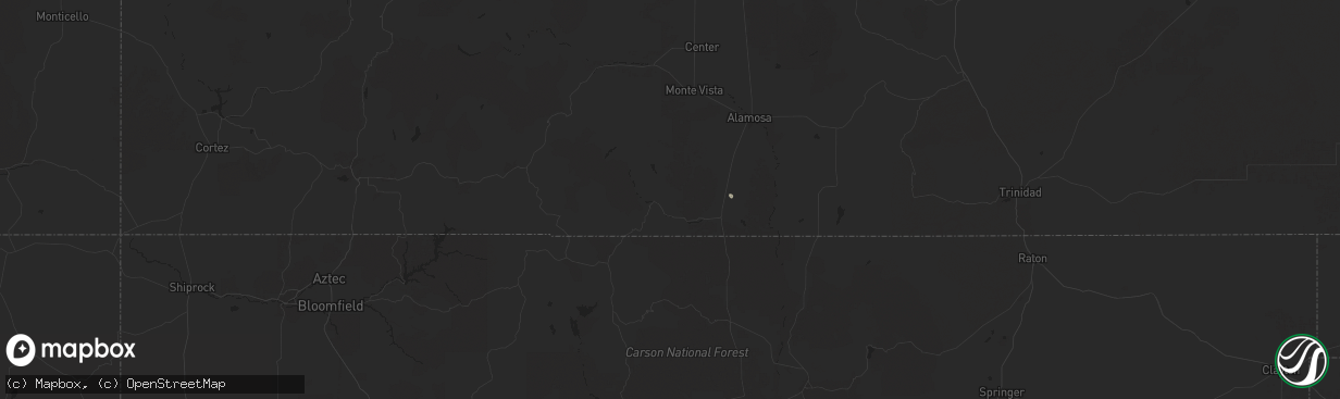 Hail map in Antonito, CO on August 12, 2024