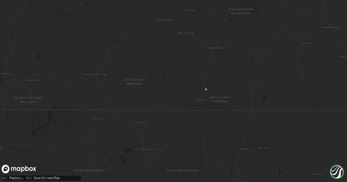 Hail map in Antonito, CO on August 12, 2024