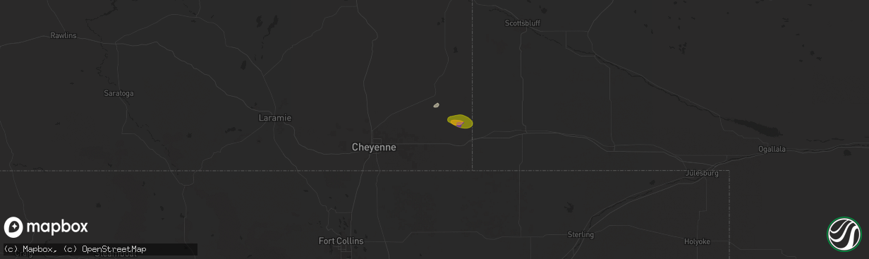 Hail map in Burns, WY on August 12, 2024