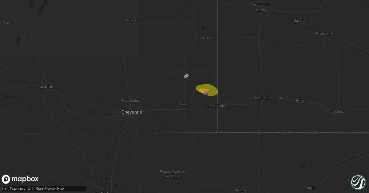 Hail map in Burns, WY on August 12, 2024
