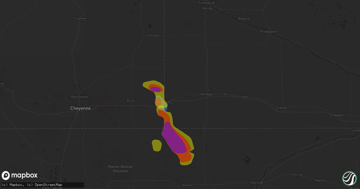 Hail map in Bushnell, NE on August 12, 2024
