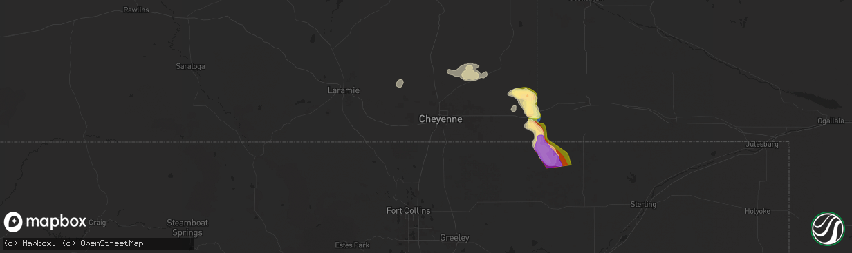 Hail map in Cheyenne, WY on August 12, 2024