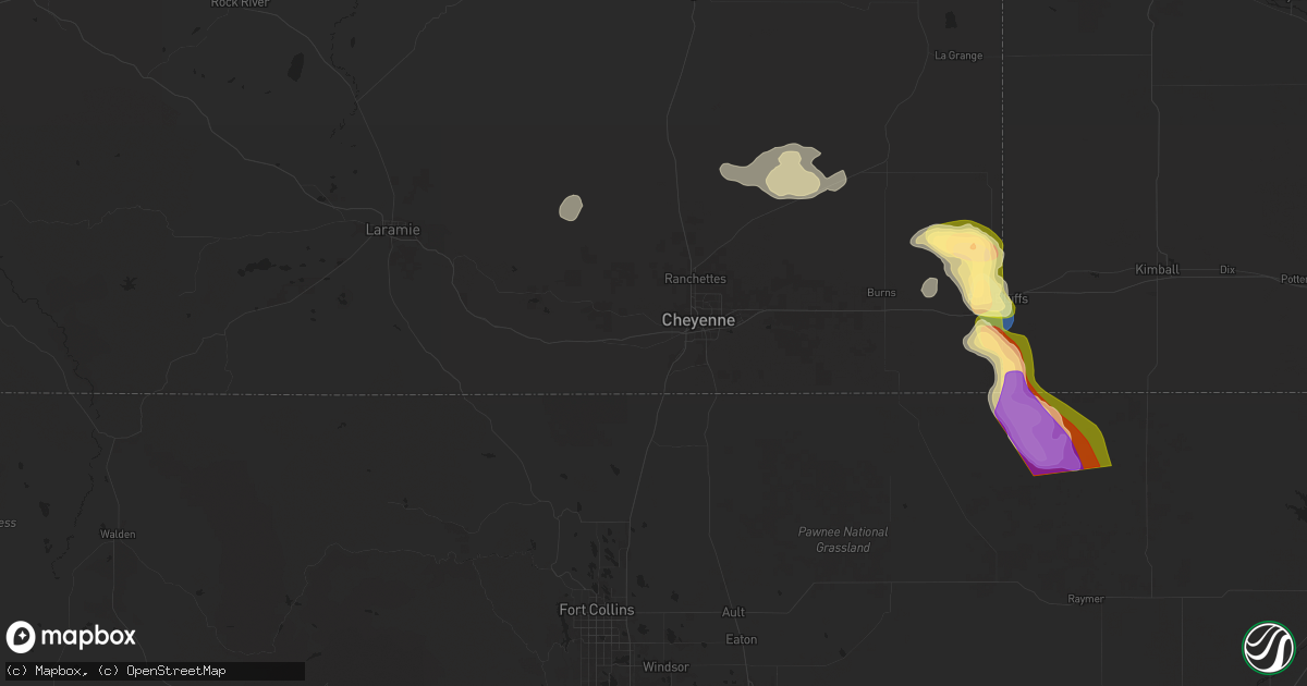 Hail map in Cheyenne, WY on August 12, 2024