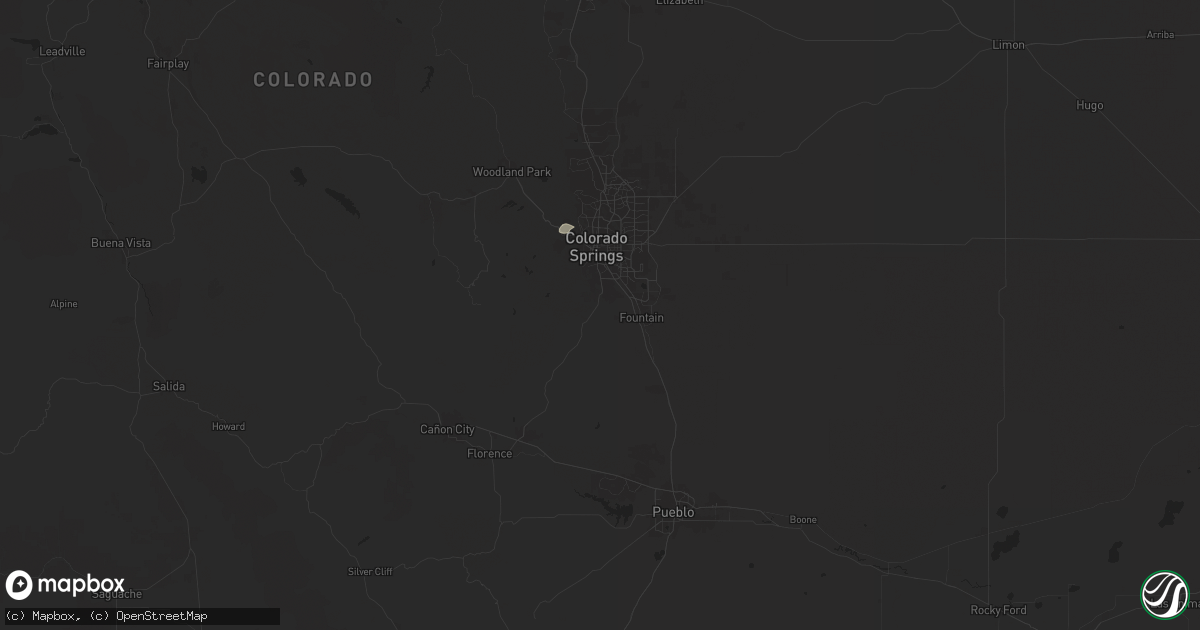 Hail map in Colorado Springs, CO on August 12, 2024