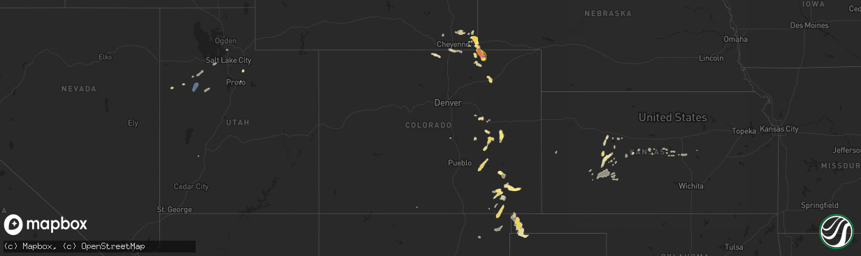 Hail map in Colorado on August 12, 2024