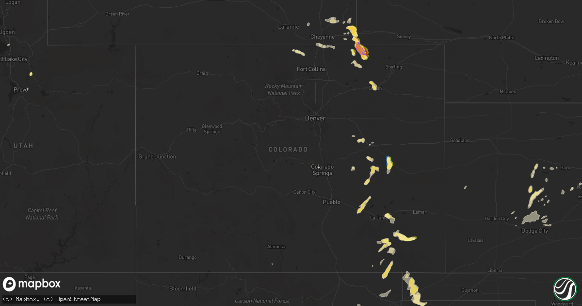 Hail map in Colorado on August 12, 2024