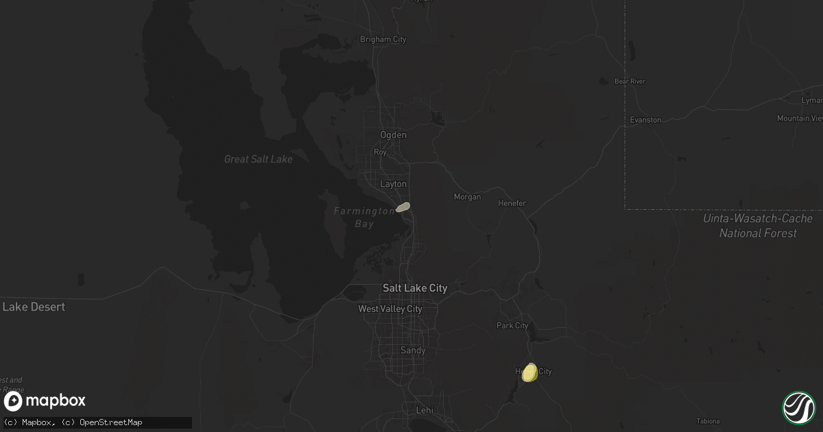 Hail map in Farmington, UT on August 12, 2024