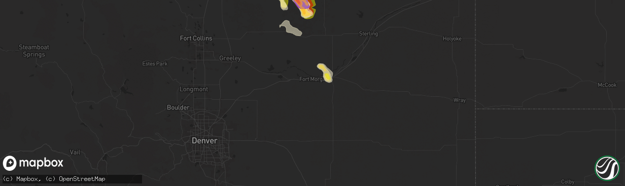 Hail map in Fort Morgan, CO on August 12, 2024