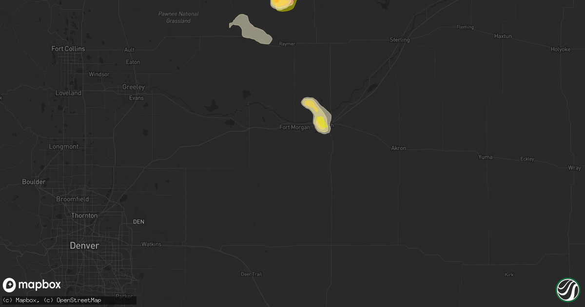 Hail map in Fort Morgan, CO on August 12, 2024