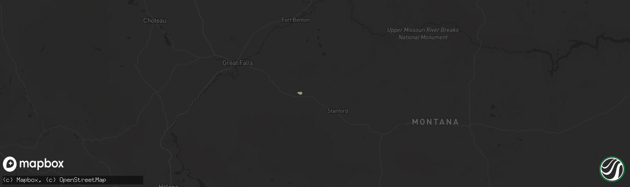 Hail map in Geyser, MT on August 12, 2024