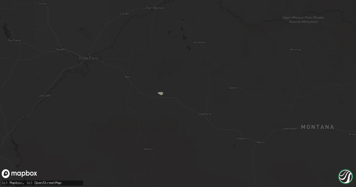 Hail map in Geyser, MT on August 12, 2024