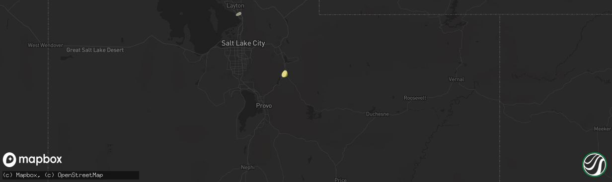 Hail map in Heber City, UT on August 12, 2024