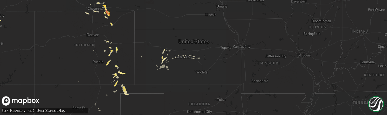 Hail map in Kansas on August 12, 2024