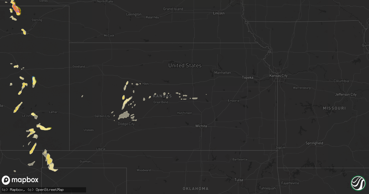 Hail map in Kansas on August 12, 2024